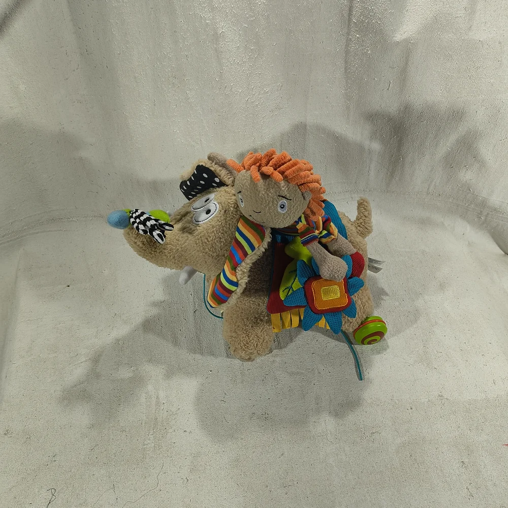 Dolce Multicolored Plush Doll and Elephant Pull Toy Set